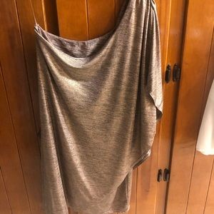 One shoulder gold shimmery dress